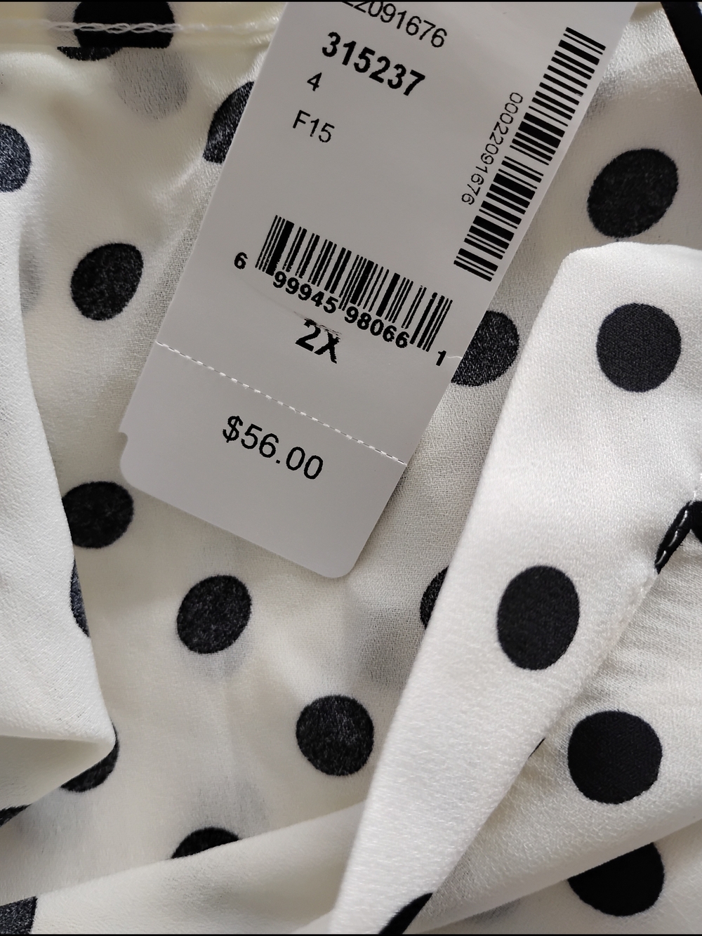 Penningtons Women White/ Black Split Neck Apricot Polka Dot 3/4 Sleeve Tunic Top - Picture 7 of 7